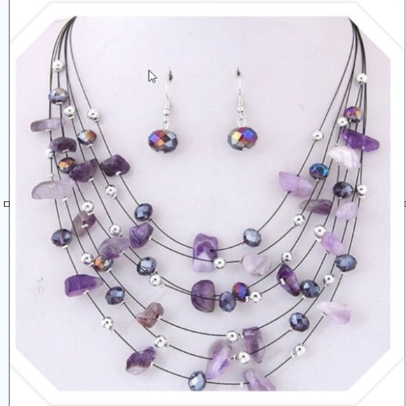 Jewelry - 🎊HP 💍LAST ONE!! Purple Shell and Bead Necklace with earrings